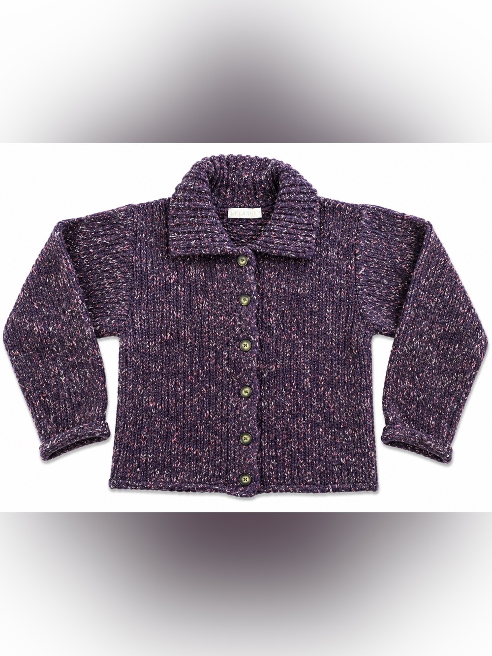 Relais Chunky Knit Button Cardigan Sweater Purple Space Dye Women’s OS